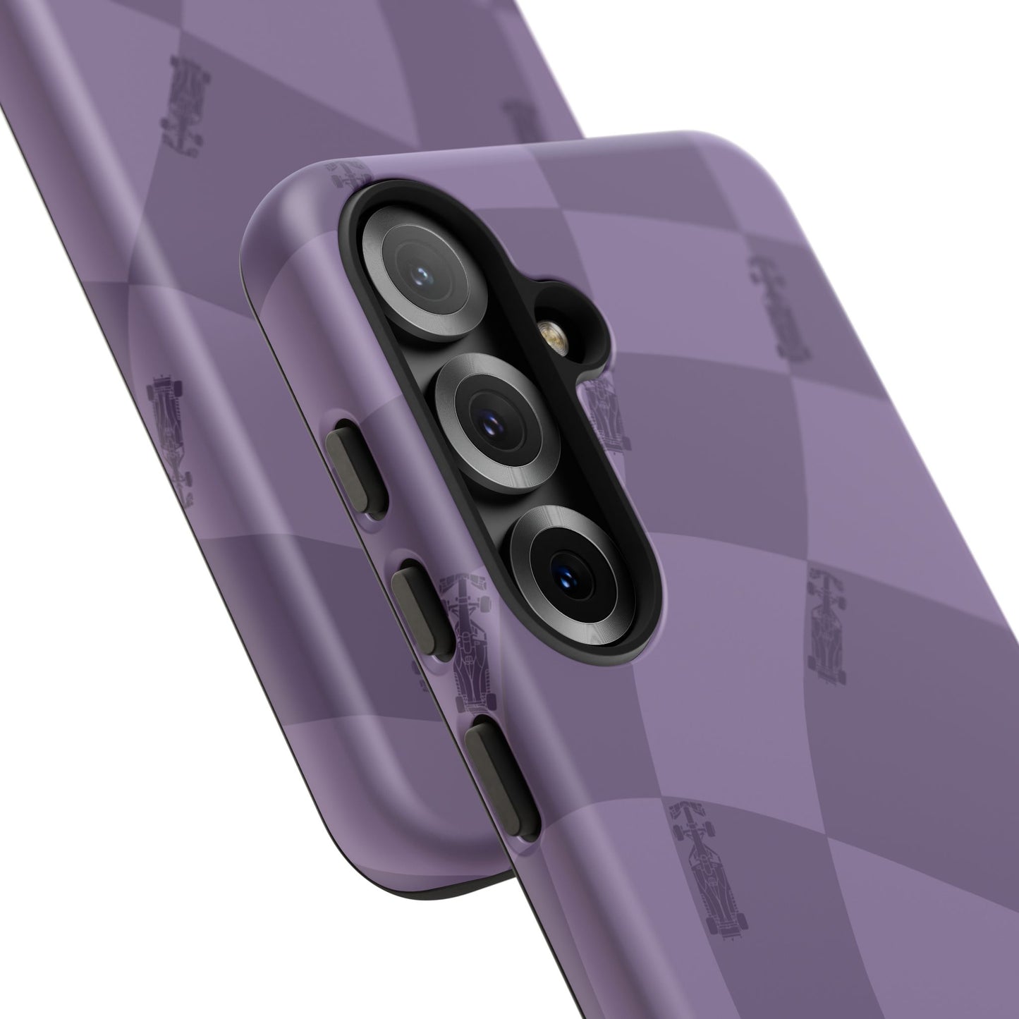 F1 Phone Case Purple Checkered Design, Trendy F1 Gift, Formula 1 Gift, Cute F1 Phone Case, Unique Formula One Phone Case
