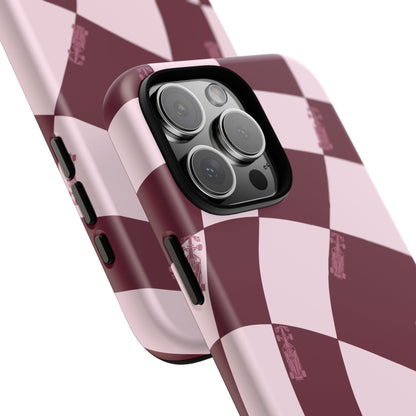 F1 Phone Case Pink Checkered Design, Trendy F1 Gift, Formula 1 Gift, Cute F1 Phone Case, Unique Formula One Phone Case