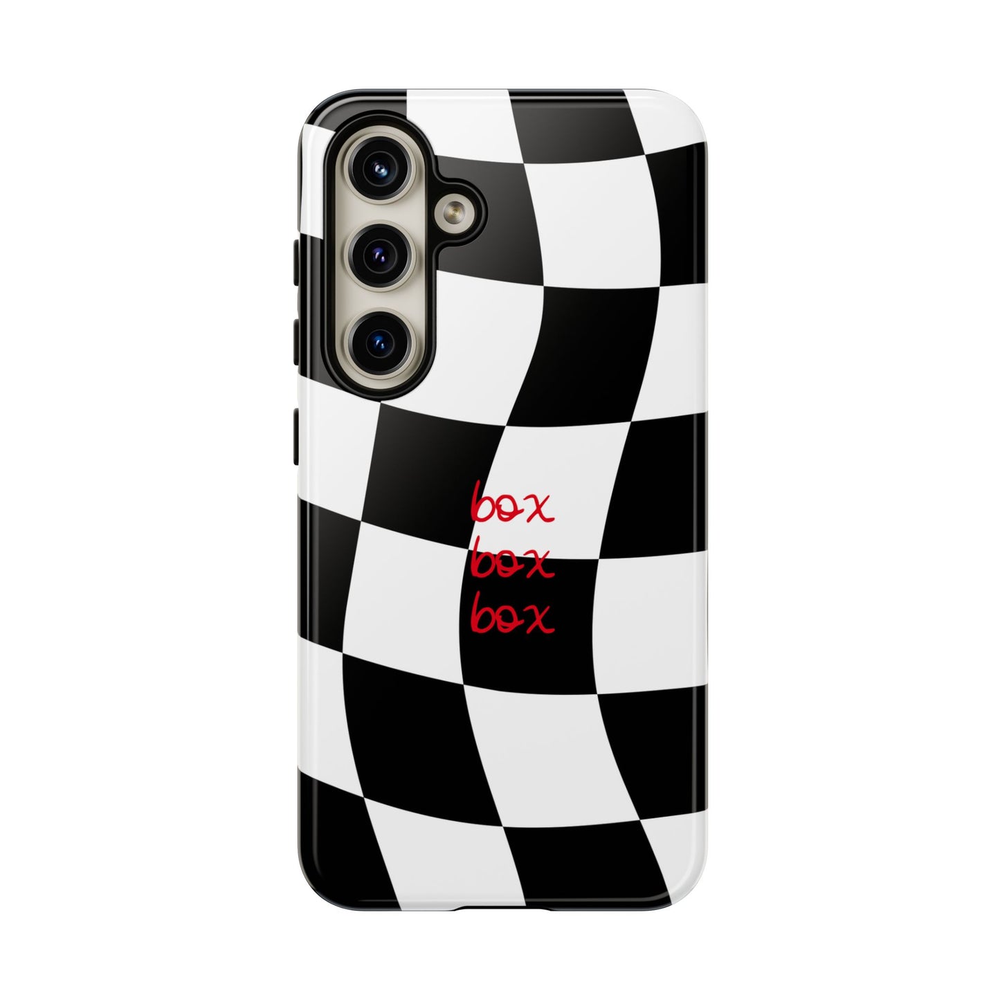 Black and Red Checkered F1 Phone Case, Box Box Box F1 Phone Case