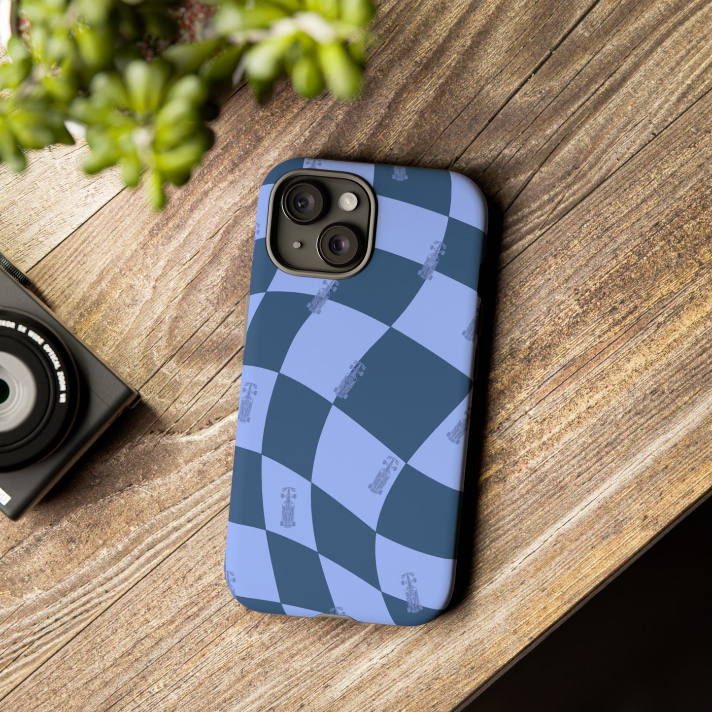 F1 Phone Case Blue Checkerboard Design, Trendy F1 Gift, Formula 1 Gift, Cute F1 Phone Case, Unique Formula One Phone Case