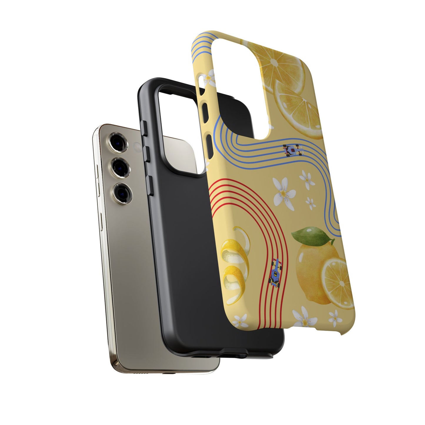 Yellow F1 Racing Bulls and Lemons Phone Case, Trendy F1 Gift, Formula 1 Gift, Cute Fruit F1 Phone Case, Unique Phone Case
