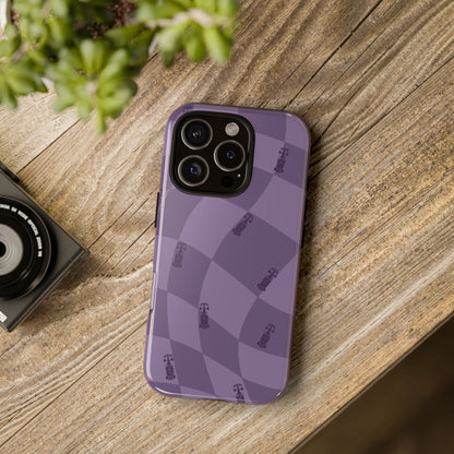 F1 Phone Case Purple Checkered Design, Trendy F1 Gift, Formula 1 Gift, Cute F1 Phone Case, Unique Formula One Phone Case