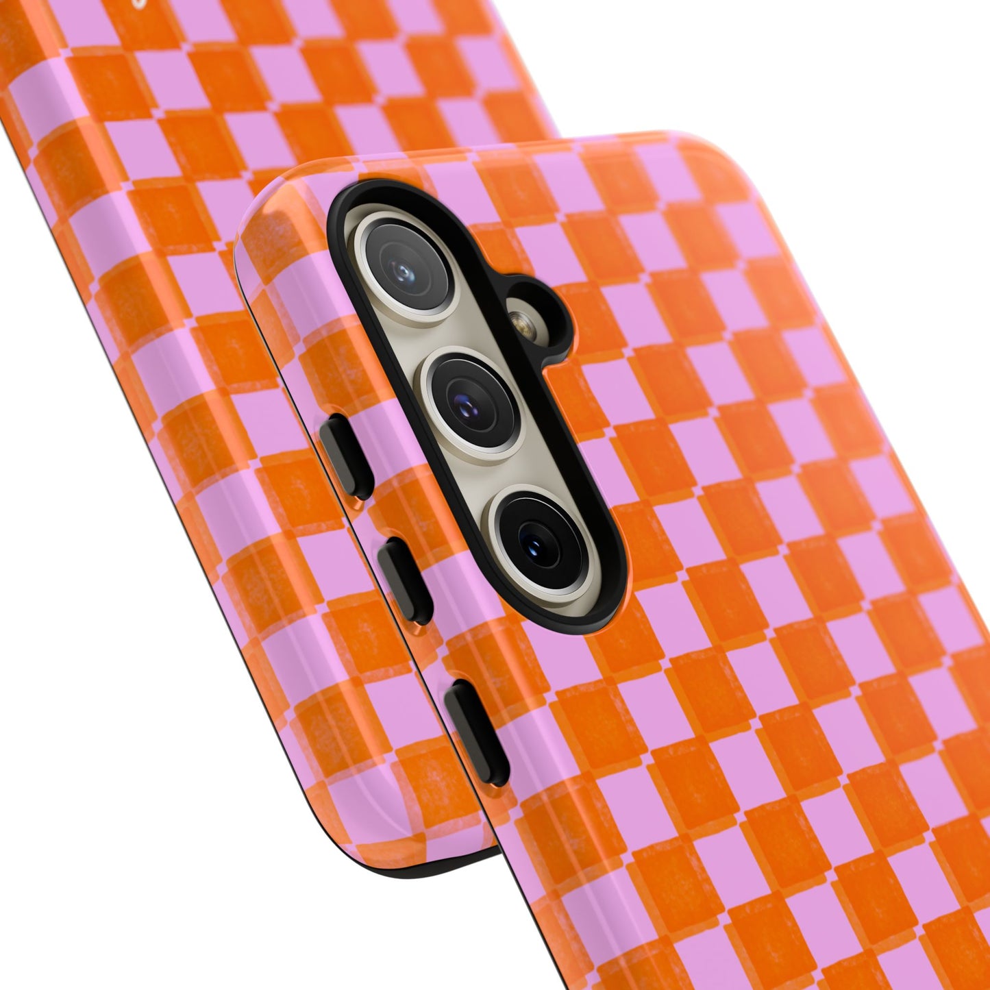 Simply Lovely Orange and Pink Checkered F1 Phone Case Design, Trendy F1 Gift, Formula 1 Gift, Cute F1 Phone Case