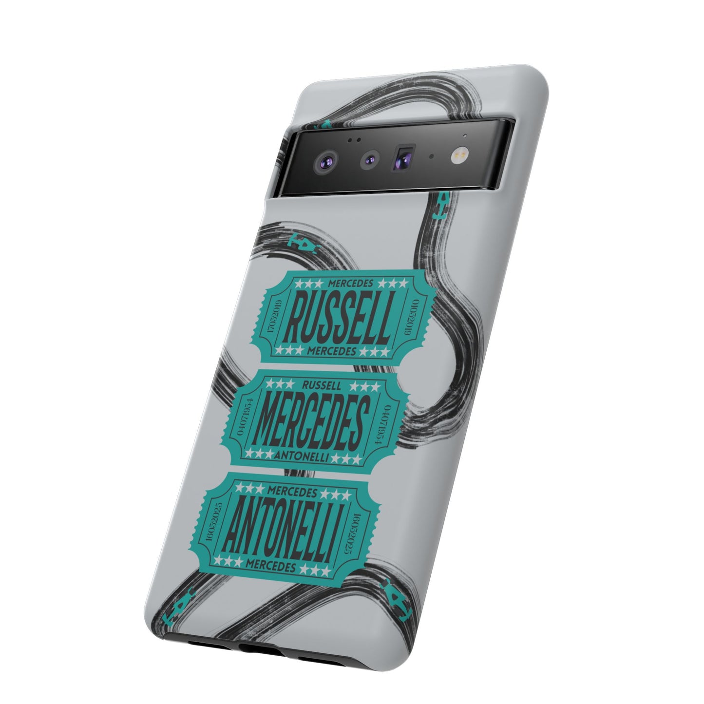 Mercedes F1 Phone Case Painted Ticket Stubs, Trendy F1 Gift, Formula 1 Gift, Cute F1 Phone Case