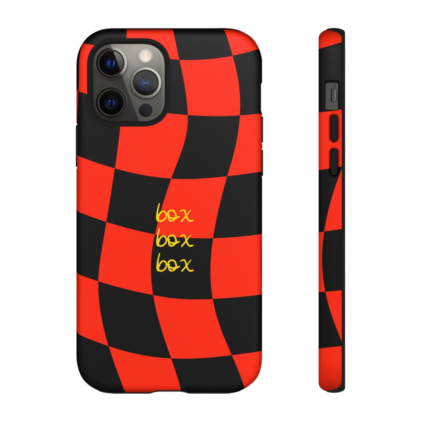 F1 Ferrari Black and Red Checkered Phone Case, Box Box Box F1 Phone Case
