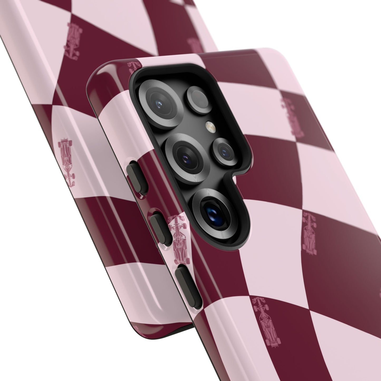 F1 Phone Case Pink Checkered Design, Trendy F1 Gift, Formula 1 Gift, Cute F1 Phone Case, Unique Formula One Phone Case