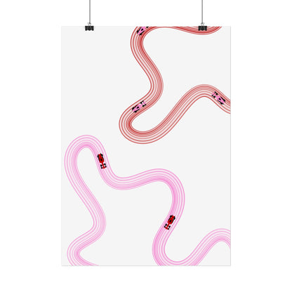 Pink and Red F1 Abstract Art Poster | Minimalist F1 Art - EU Sizing (Physical Print)