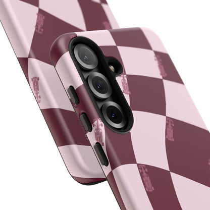 F1 Phone Case Pink Checkered Design, Trendy F1 Gift, Formula 1 Gift, Cute F1 Phone Case, Unique Formula One Phone Case