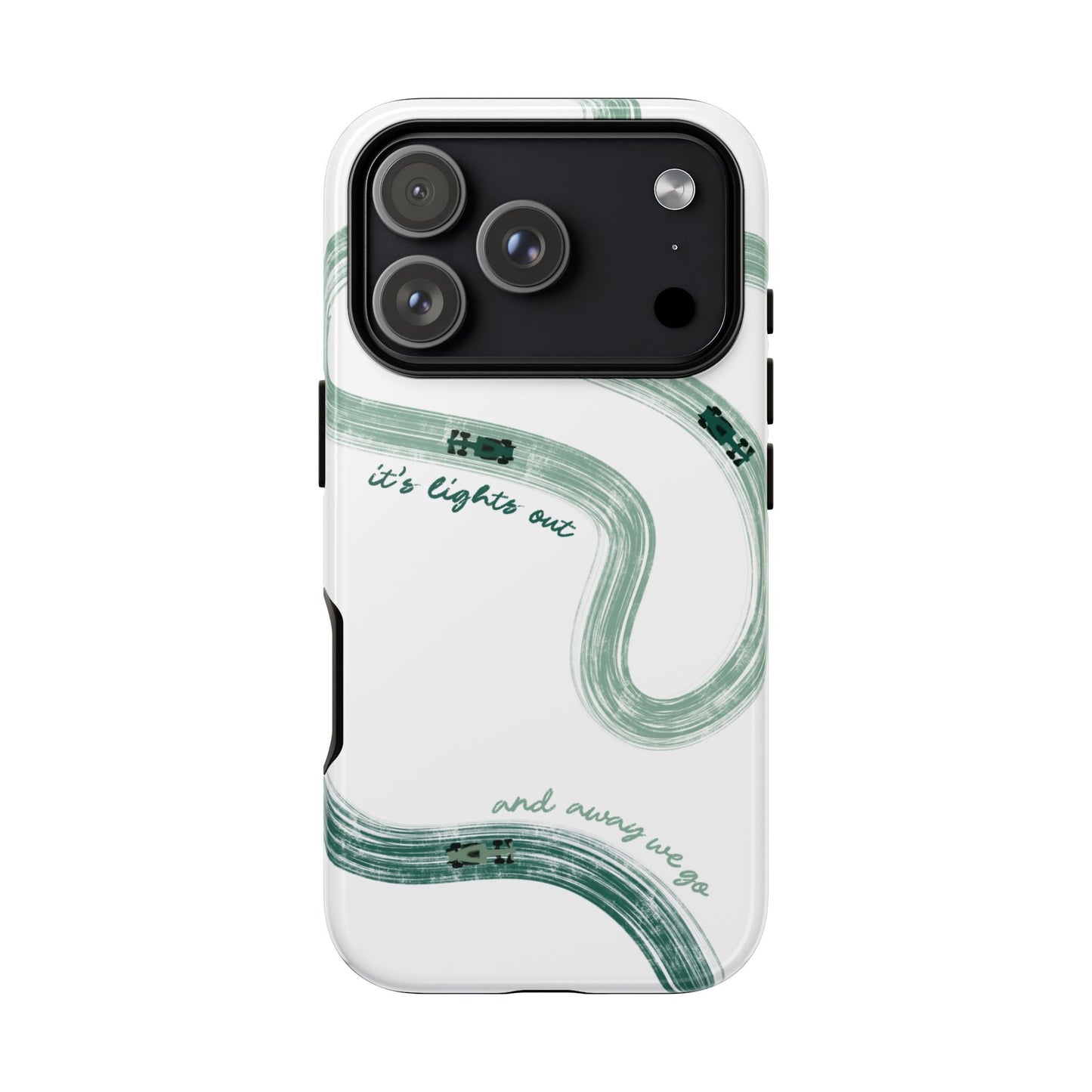 F1 Phone Case Green Painted "its lights out and away we go", Trendy F1 Gift, Formula 1 Gift, Cute F1 Phone Case, Gift for F1 Fans