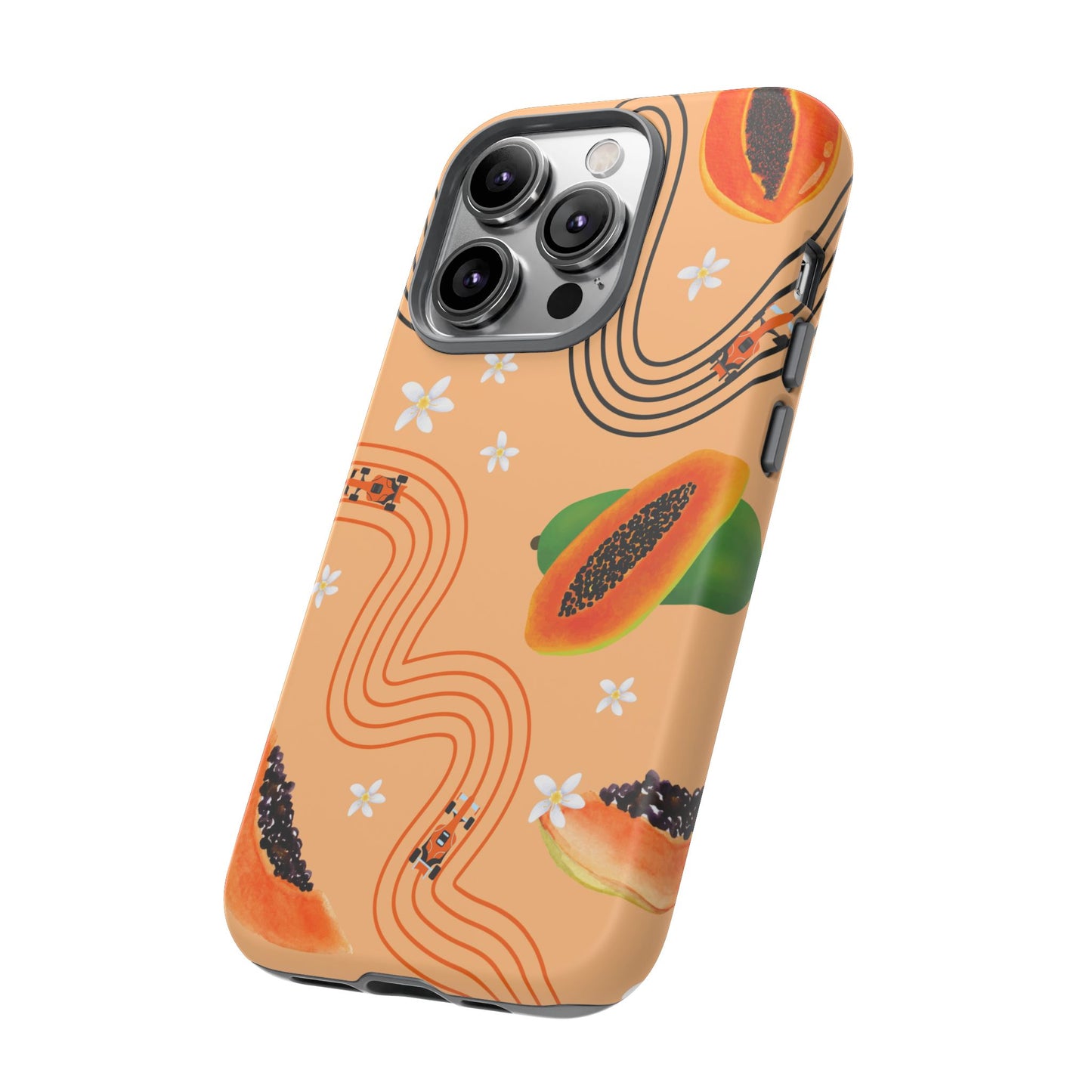 Orange F1 McLaren and Papaya Phone Case, Trendy F1 Gift, Formula 1 Gift, Cute Fruit F1 Phone Case, Unique Phone Case