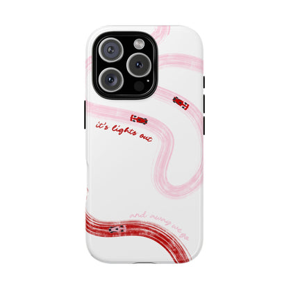F1 Phone Case Pink and Red Painted "its lights out and away we go", Trendy F1 Gift, Formula 1 Gift, Cute F1 Phone Case, Unique Phone Case