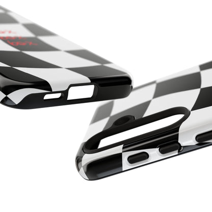 Black and Red Checkered F1 Phone Case, Box Box Box F1 Phone Case