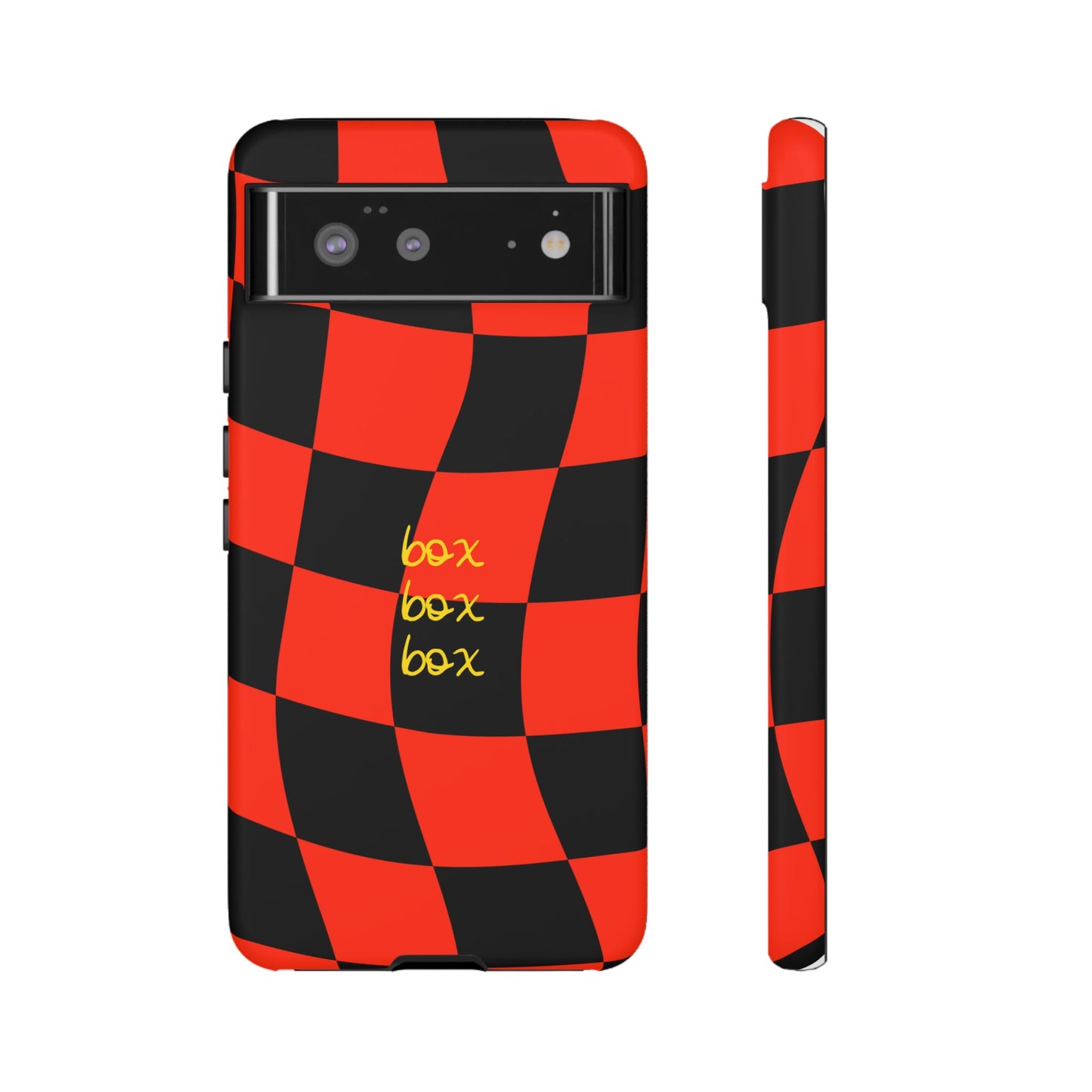 F1 Ferrari Black and Red Checkered Phone Case, Box Box Box F1 Phone Case