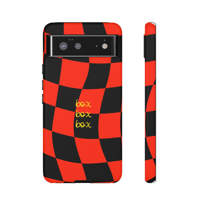 F1 Ferrari Black and Red Checkered Phone Case, Box Box Box F1 Phone Case