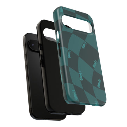 F1 Phone Case Teal Checkered Design, Trendy F1 Gift, Formula 1 Gift, Cute F1 Phone Case, Unique Formula One Phone Case