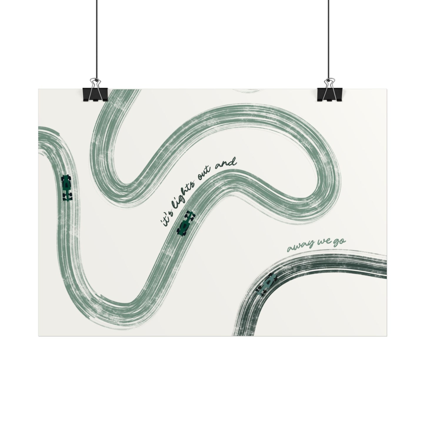 Horizontal Green F1 Abstract Art Poster | Minimalist F1 Art - EU Sizing (Physical Print)