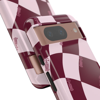F1 Phone Case Pink Checkered Design, Trendy F1 Gift, Formula 1 Gift, Cute F1 Phone Case, Unique Formula One Phone Case