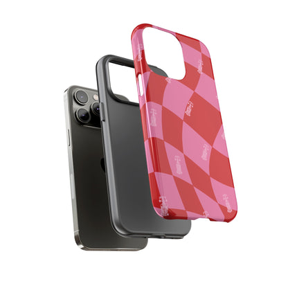 F1 Phone Case Pink and Red Checkerboard Design, Trendy F1 Gift, Girly Formula 1 Gift, Cute F1 Phone Case, Unique Formula One Phone Case