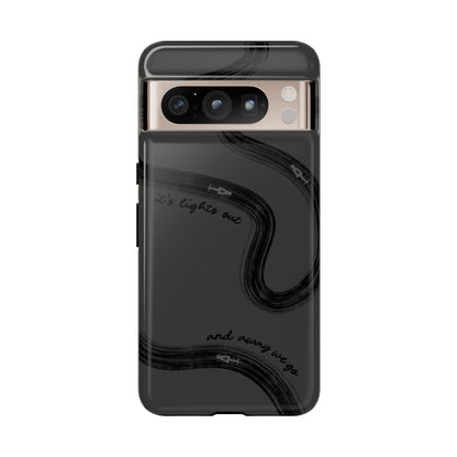 F1 Phone Case Monochrome Black Painted "its lights out and away we go", Trendy F1 Gift, Formula 1 Gift, Cute F1 Phone Case, Phone Case