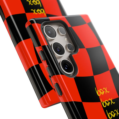 F1 Ferrari Black and Red Checkered Phone Case, Box Box Box F1 Phone Case