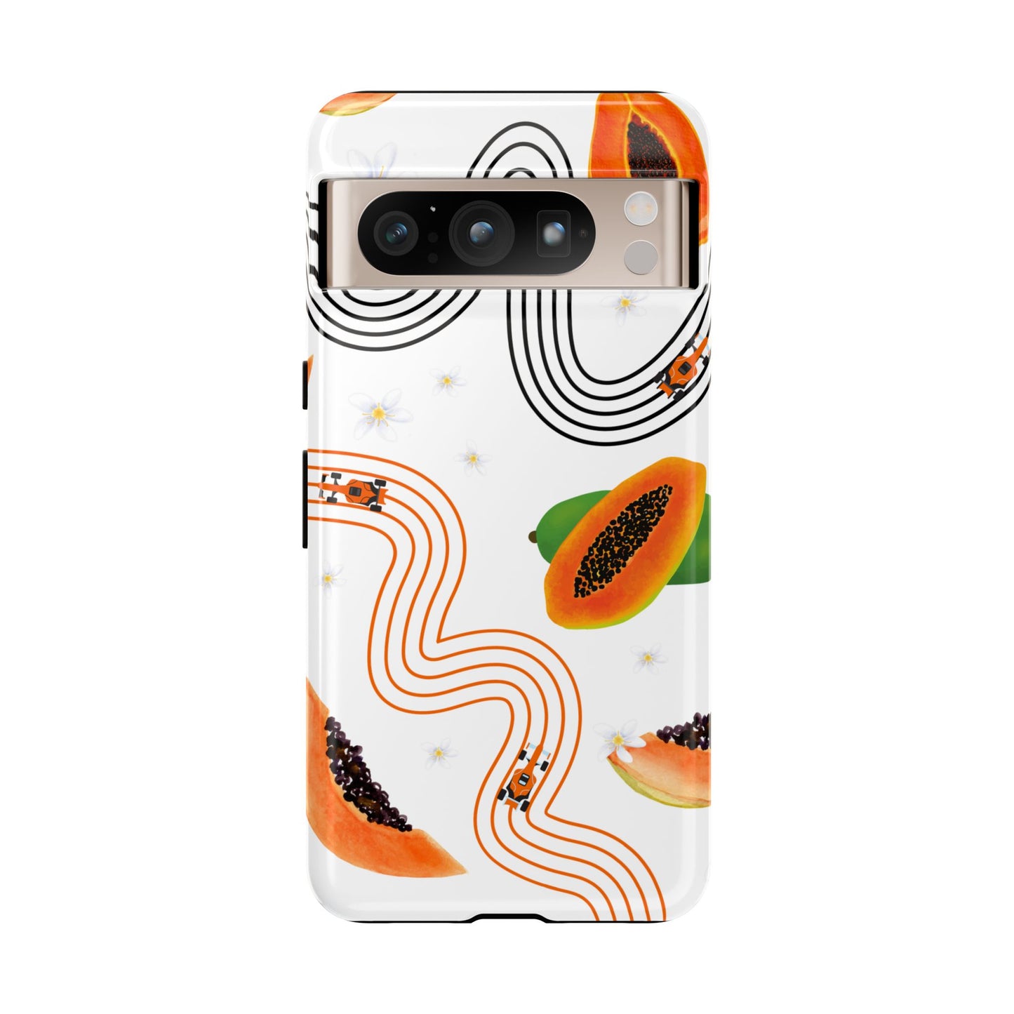F1 McLaren and Papaya Phone Case , Trendy F1 Gift, Formula 1 Gift, Cute Fruit F1 Phone Case, Unique Phone Case