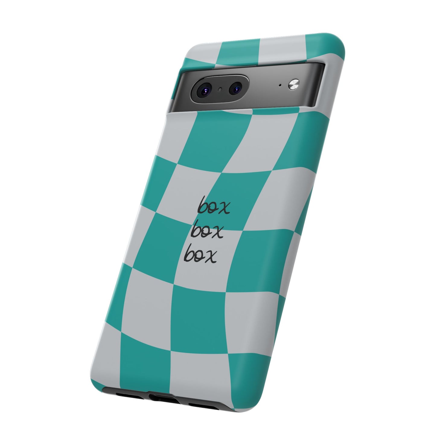Mercedes Teal and Grey Checkered F1 Phone Case, Box Box Box F1 Phone Case