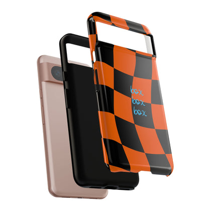 McLaren Orange and Black Checkered F1 Phone Case, Box Box Box F1 Phone Case