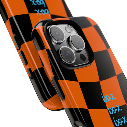 McLaren Orange and Black Checkered F1 Phone Case, Box Box Box F1 Phone Case