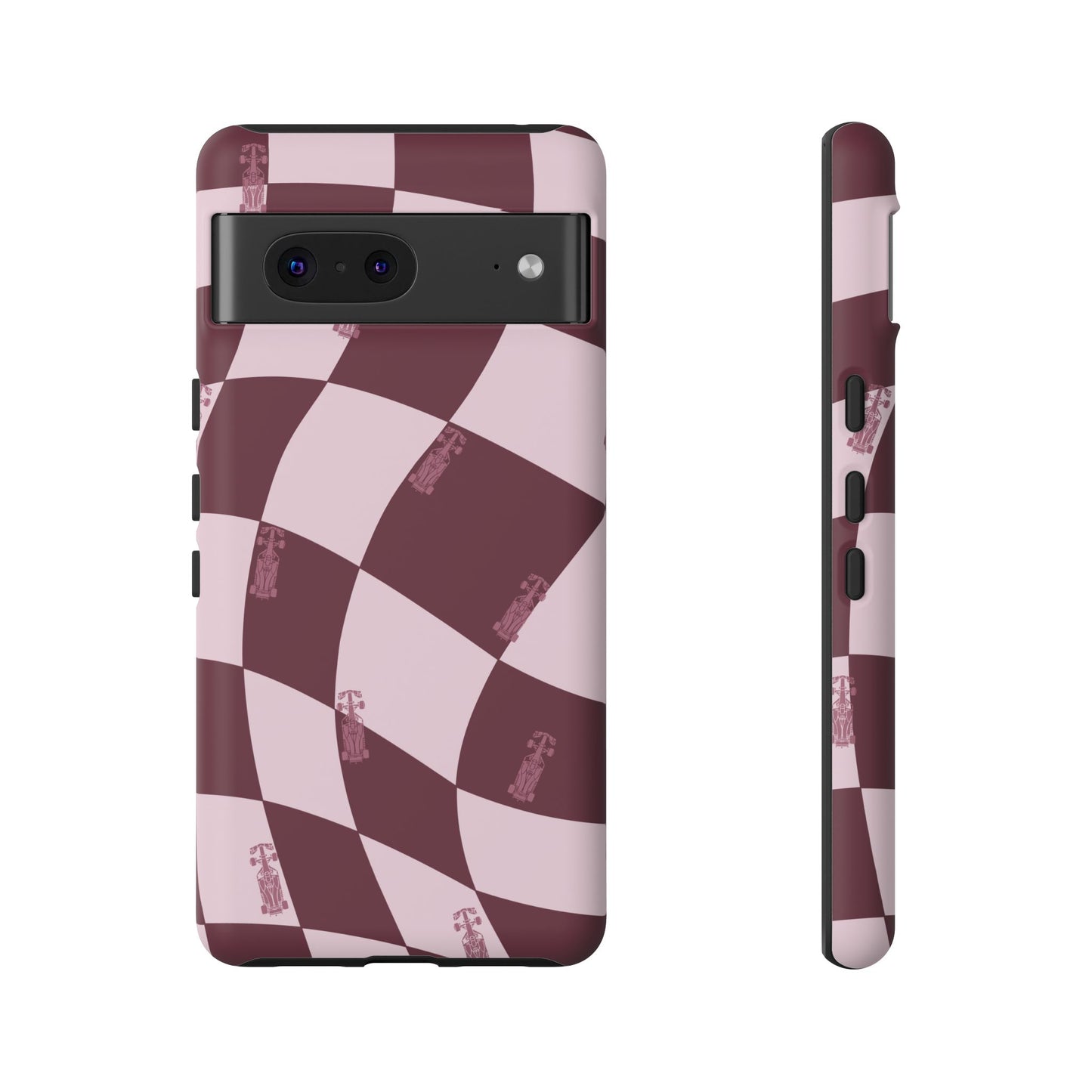 F1 Phone Case Pink Checkered Design, Trendy F1 Gift, Formula 1 Gift, Cute F1 Phone Case, Unique Formula One Phone Case
