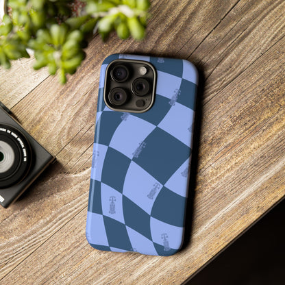 F1 Phone Case Blue Checkerboard Design, Trendy F1 Gift, Formula 1 Gift, Cute F1 Phone Case, Unique Formula One Phone Case