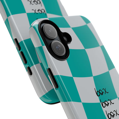 Mercedes Teal and Grey Checkered F1 Phone Case, Box Box Box F1 Phone Case