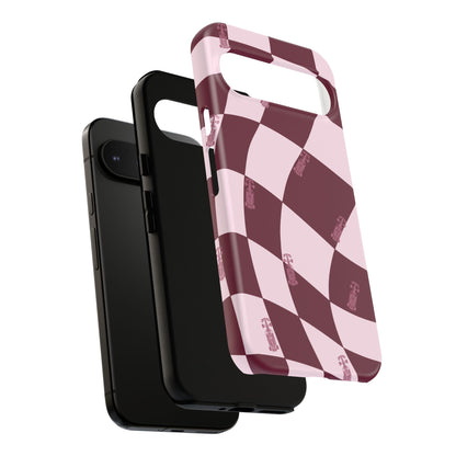 F1 Phone Case Pink Checkered Design, Trendy F1 Gift, Formula 1 Gift, Cute F1 Phone Case, Unique Formula One Phone Case