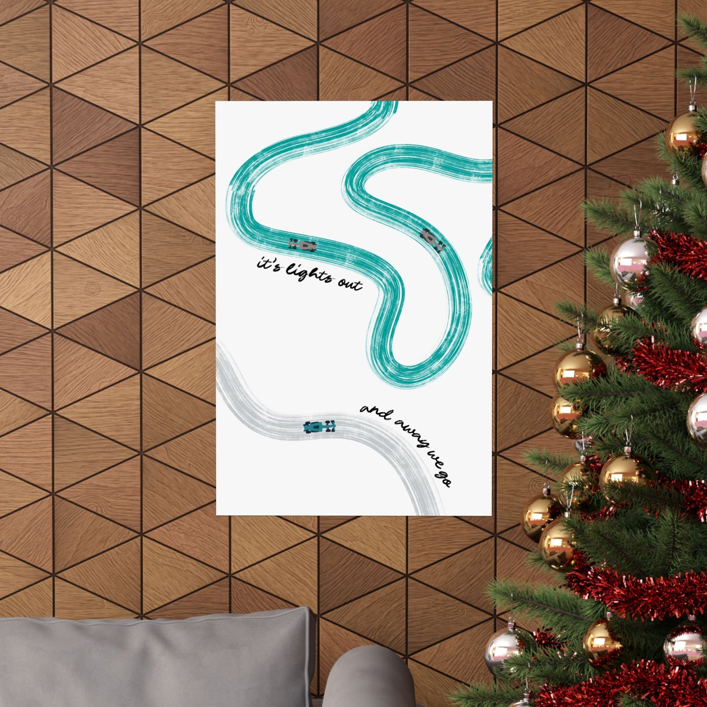 Mercedes Teal and Silver F1 Matte Vertical Poster | F1 Giclée Art Print (US SIZING)