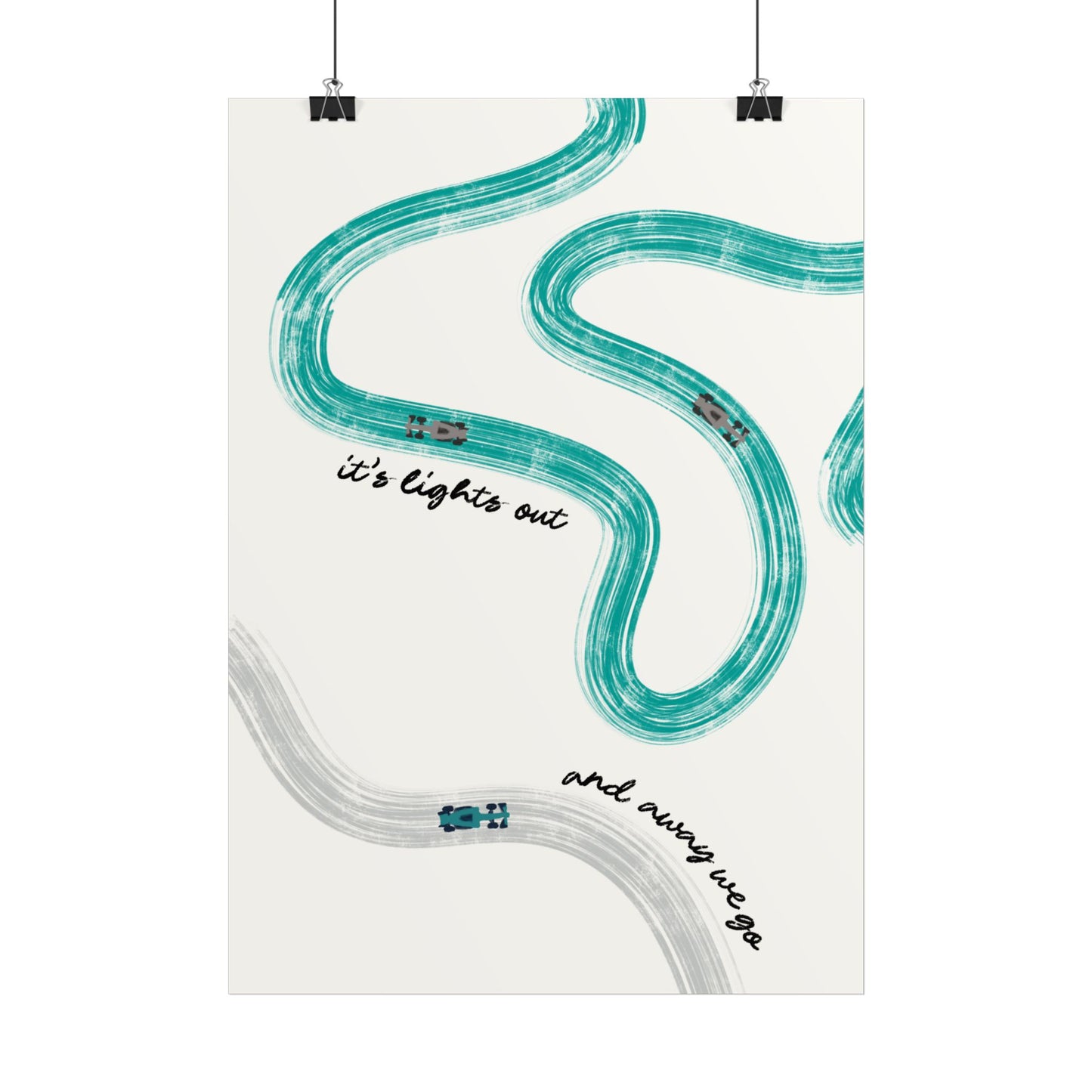 Mercedes Teal and Silver F1 Giclée Print Poster | Minimalist F1 Art - EU SIZING (Physical Print)