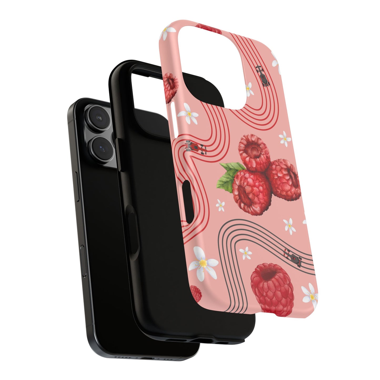Red F1 Haas and Raspberries Phone Case, Trendy F1 Gift, Formula 1 Gift, Cute Fruit F1 Phone Case, Unique Phone Case