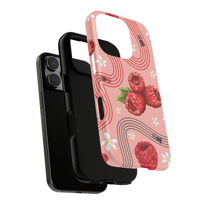 Red F1 Haas and Raspberries Phone Case, Trendy F1 Gift, Formula 1 Gift, Cute Fruit F1 Phone Case, Unique Phone Case