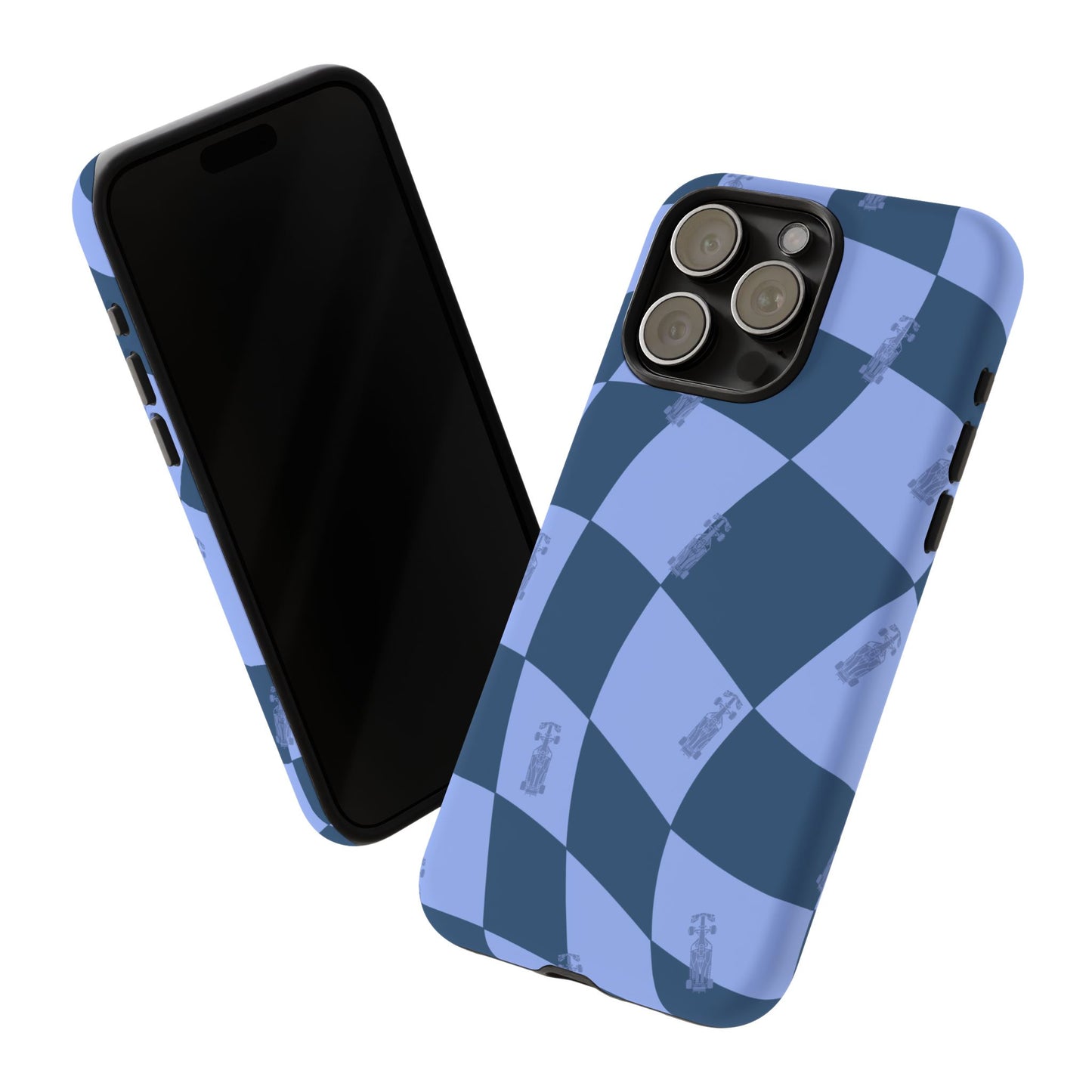 F1 Phone Case Blue Checkerboard Design, Trendy F1 Gift, Formula 1 Gift, Cute F1 Phone Case, Unique Formula One Phone Case