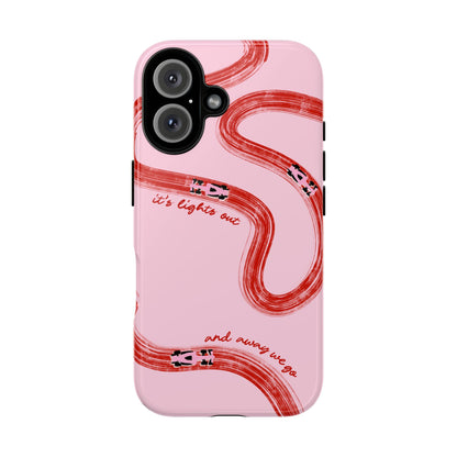 F1 Phone Case Pink and Red Painted "its lights out and away we go", Trendy F1 Gift, Formula 1 Gift, Cute F1 Phone Case, Unique Phone Case