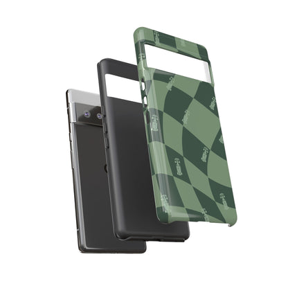 F1 Phone Case Green Checkerboard Design, Trendy F1 Gift, Formula 1 Gift, Cute F1 Phone Case, Unique Formula One Phone Case