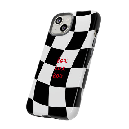 Black and Red Checkered F1 Phone Case, Box Box Box F1 Phone Case