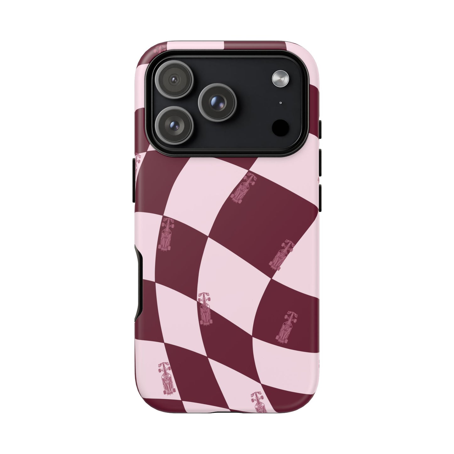 F1 Phone Case Pink Checkered Design, Trendy F1 Gift, Formula 1 Gift, Cute F1 Phone Case, Unique Formula One Phone Case