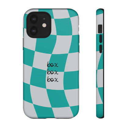 Mercedes Teal and Grey Checkered F1 Phone Case, Box Box Box F1 Phone Case