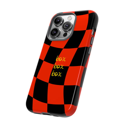 F1 Ferrari Black and Red Checkered Phone Case, Box Box Box F1 Phone Case
