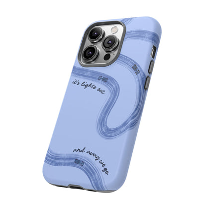 F1 Phone Case Monochrome Blue Painted "its lights out and away we go", Trendy F1 Gift, Formula 1 Gift, Cute F1 Phone Case, Phone Case