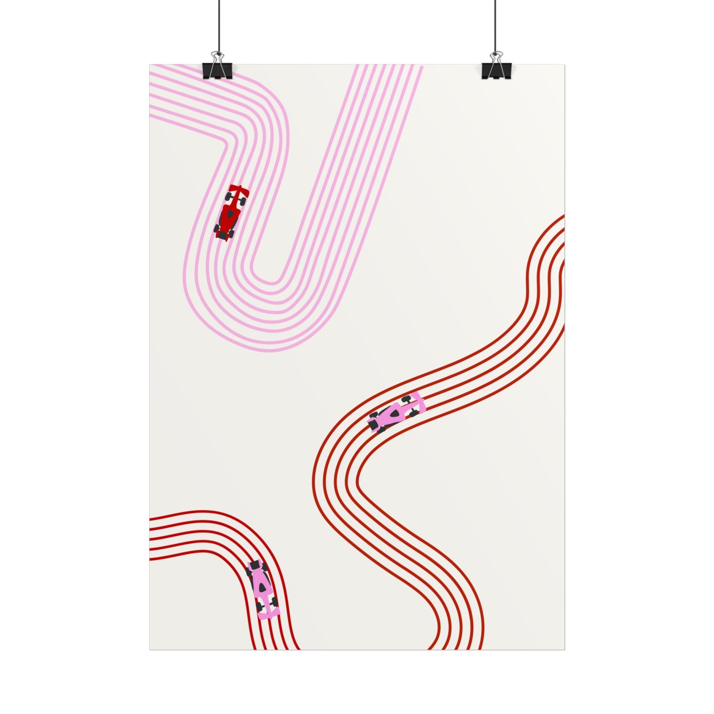 Pink and Red F1 Abstract Art Poster | Minimalist F1 Art - EU Sizing (Physical Print)
