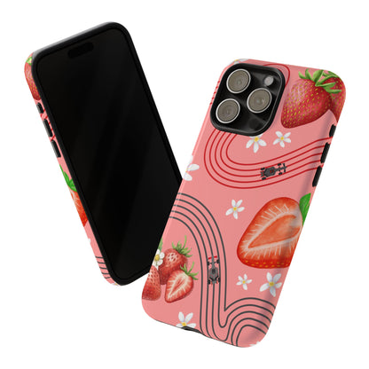 Red F1 Audi and Strawberries Phone Case, Trendy F1 Gift, Formula 1 Gift, Cute Fruit F1 Phone Case, Unique Phone Case