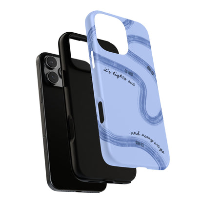 F1 Phone Case Monochrome Blue Painted "its lights out and away we go", Trendy F1 Gift, Formula 1 Gift, Cute F1 Phone Case, Phone Case