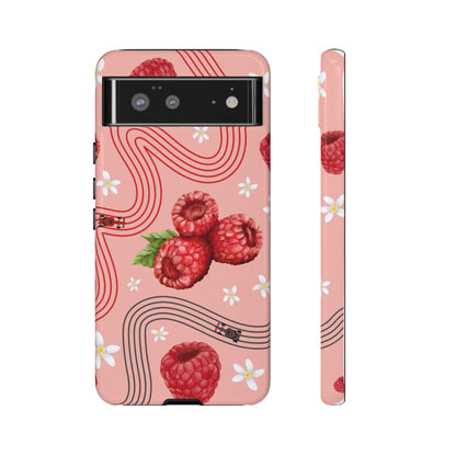 Red F1 Haas and Raspberries Phone Case, Trendy F1 Gift, Formula 1 Gift, Cute Fruit F1 Phone Case, Unique Phone Case