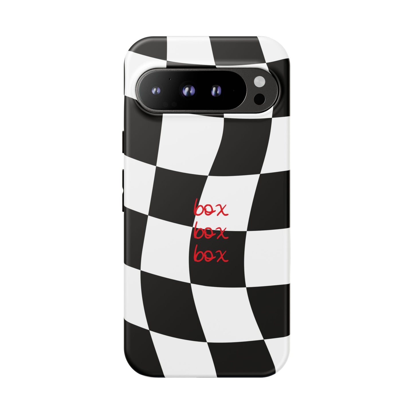 Black and Red Checkered F1 Phone Case, Box Box Box F1 Phone Case