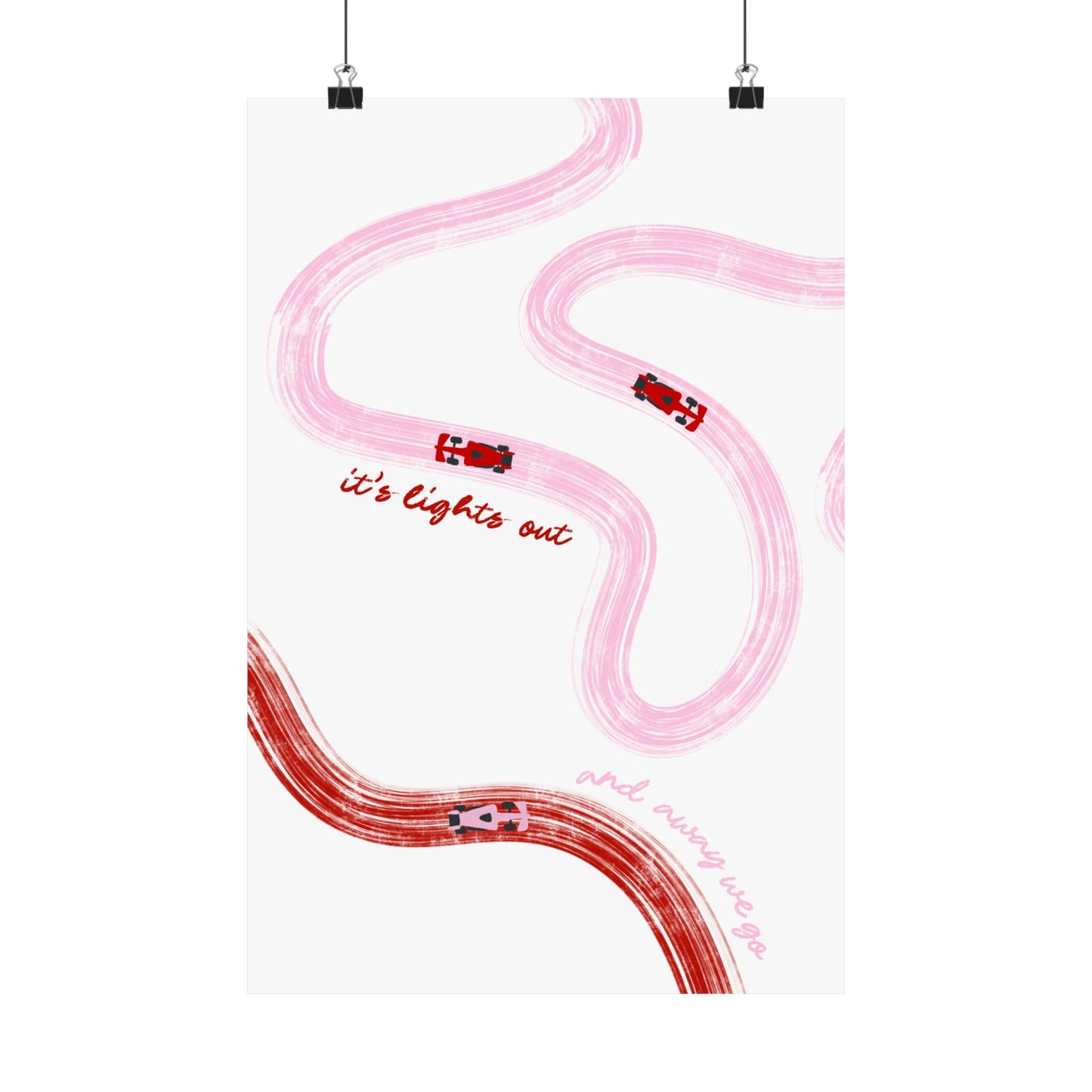 Pink and Red F1 Matte Vertical Poster | F1 Giclée Art Print (US SIZING)